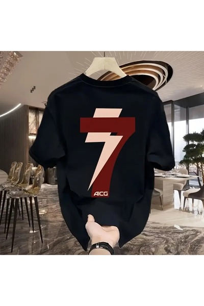 LAND MODA Tricou confortabil cu gât rotund pentru bărbați de mărime mare, top...