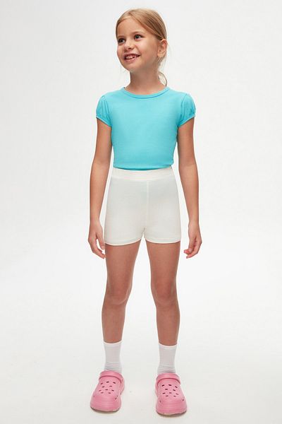 LOVETTI Ecru Girl's Plain Basic Dance Shorts