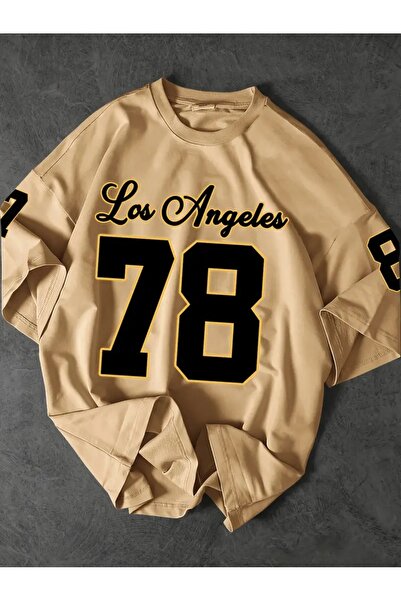 LAND MODA Ανδρικό μπλουζάκι Los Angeles 78 Graphic Tee - Άνετο χαλαρό κοντομά...