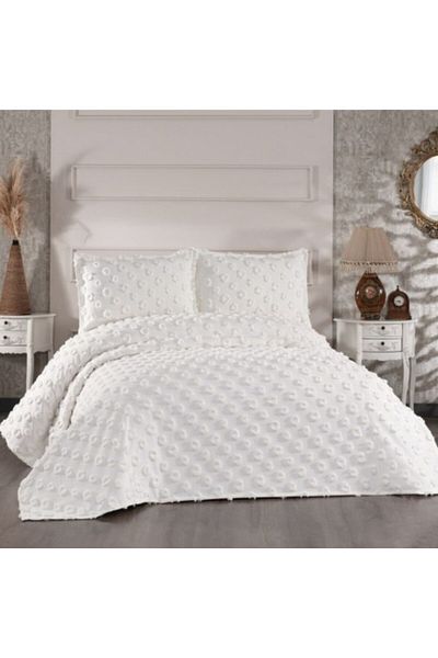 Çapa Home Set cuvertura catifelata pat dublu 3 piese, 240x260cm, Hayal Crem