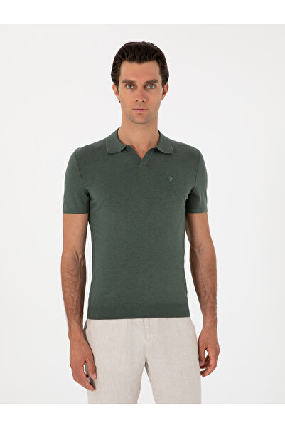 Cacharel Dark Green Slim Fit Apache Collar Knitwear T-Shirt 50313020 -Vr079
