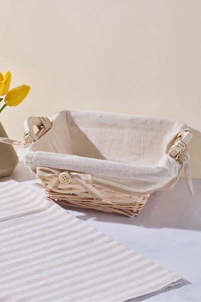 Perotti Salice Wicker Bread Basket with Handles 24X24X10 cm