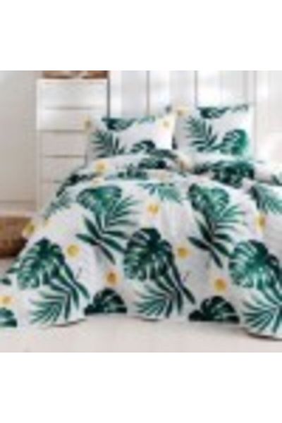 Eponj Home Quilted duvet set 200x220cm + 2 pillowcases with tropical leaves, Monstera