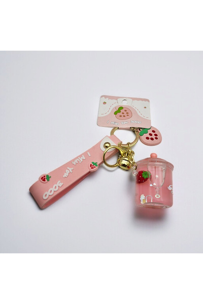 Meyra Accessories Çilek figürlü içi renkli sulu anahtarlık çanta aksesuarı hediyelik peluş oyuncak 1 adet