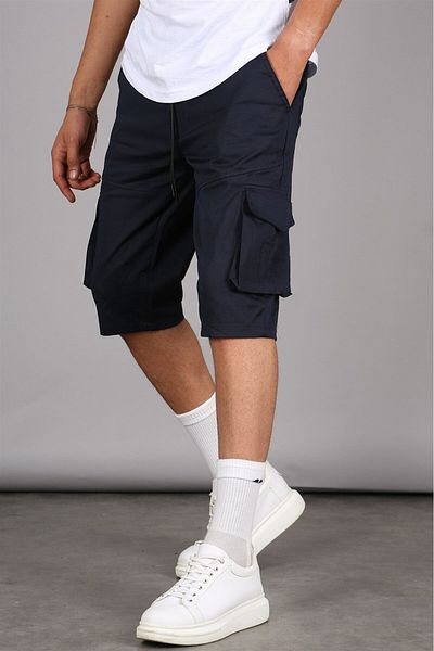 Madmext Pánské kraťasy Capri 5473 v námořnické modré Basic Cargo Pocket