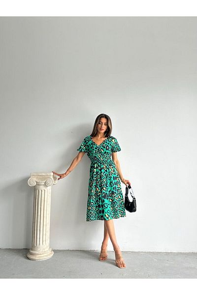 HARVESSE Rochie midi din satin cu imprimeu leopard