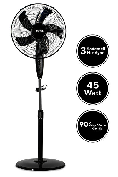 KUMTEL Ktf-330 Siyah Vantilatör 16'' (5P)