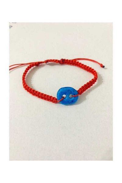 Midyat Gümüş Dünyası Red Syriac Evil Eye Bead Rope Bracelet
