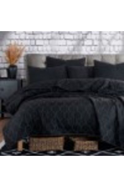 Eponj Home Quilted duvet set 200x220cm + 2 pillowcases, Solid Black