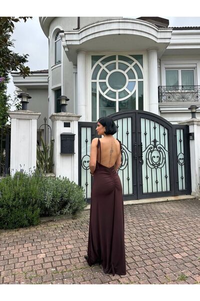 eBaa fashıon İP BAĞLAMALI SIRTI AÇIK UZUN ELBİSE