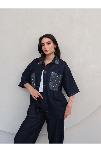 ESRAHELVACI Denim Set with Stone Pocket Detail
