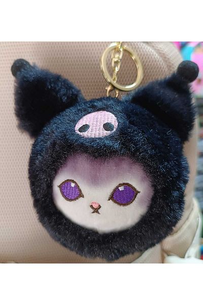 LRS STORE Plush Kuromi Cat Figure Cute Sanrio Kwaii Bag Ornament 12cm