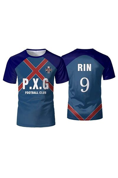 Köstebek Μπλουζάκι Unisex Blue Anime Blue Lock 9 Rin Forma