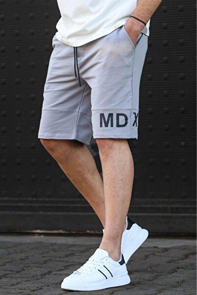 Madmext Pánské bermudy s malovaným šedým potiskem 5493