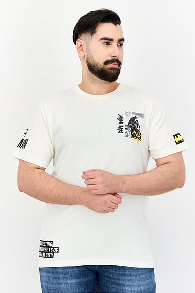 Batman Dc Men Crew Neck Short Sleeve Graphic Print T-shirt, Off White