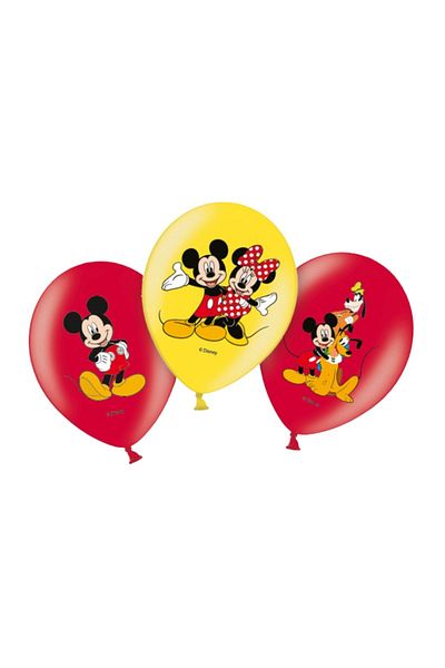 AMSCAN Set of 6 latex balloons, Mickey Mouse model, Amscan, 27.5 cm