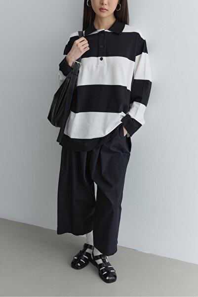 Fahhar سويت شيرت بولو بياقة ممتازة باللون الأسود