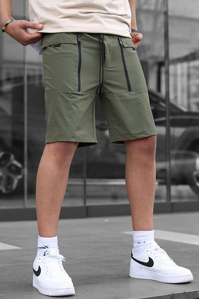 Madmext Khaki Basic Men's Capri Shorts with Pockets