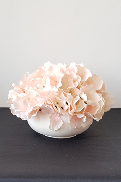 adresiburasi وعاء خرساني موديل أزرق بلون الكوبالت يدا زهرة طاولة اصطناعية من نوع أورتندرا بلون السلمون