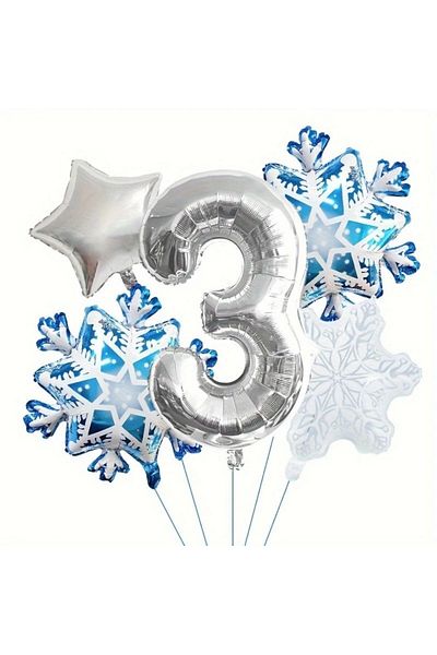parti sürprizi Snowflake 3 Year Old Number Foil Balloon Set