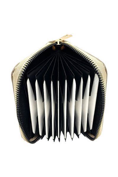 Womancraft Soft Leather Zippered Accordion Card Holder
