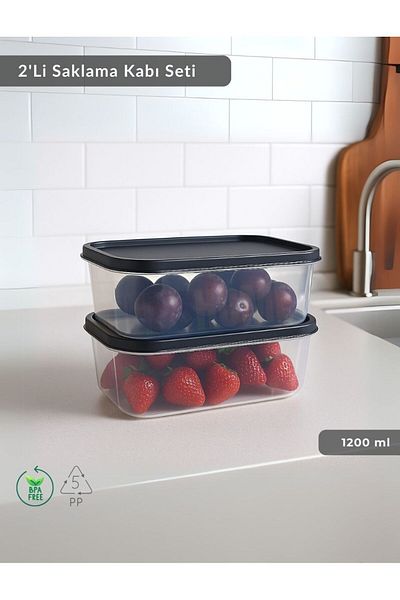 Jet's Home Rectangular 2-Piece Storage Container Bpa Free Suitable Nutrition Container for Deep Freezer 1200 ml