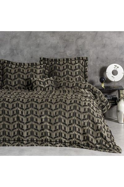 Cotton Box Luxury jacquard duvet cover set 250x260cm + 2 pillowcases, Bertha Anthracite