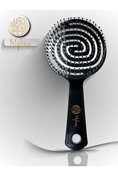 Myhica Pro Üç Boyutlu Oval Saç Fırçası Siyah