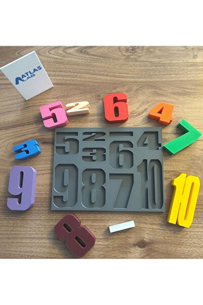 Atlas Lab Sayı Blokları Puzzle - Montesori Toplama Blokları - Eğitici Oyuncak