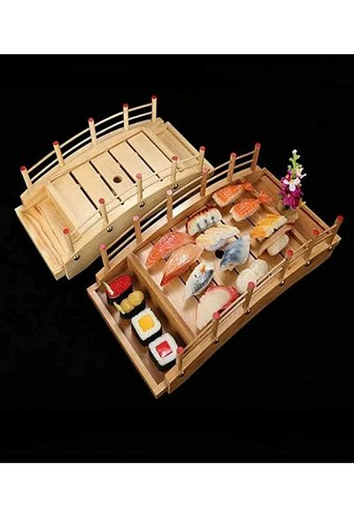 yuandong Bamboo Sushi Presentation Bridge 60 Cm, Japanese Sashimi Presentation Plate, Presentation Bridge