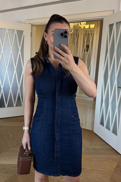 Tuba Butik Μίνι τζιν φόρεμα μηδενικού μανίκι