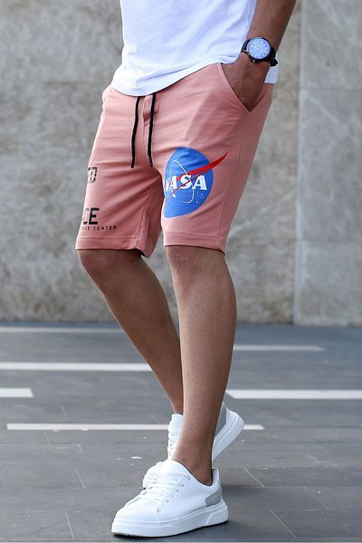 Madmext Puderfarbene Shorts mit Nasa-Print für Herren 4248