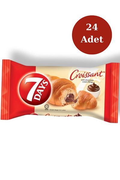 7DAYS Soft Croissant with Liquid Chocolate Cream Filling 60 Gr X 24-Piece Opportunity Pack