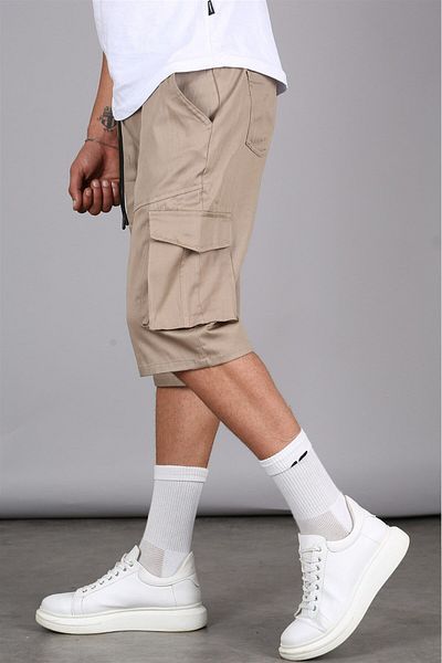 Madmext Ανδρικό σορτς κάπρι με μπεζ Basic Cargo Pocket 5473