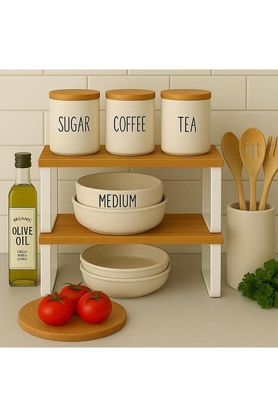 YDGR Kitchen Shelf Closet Organizer Counter Top Natural Wood Organizer Organizer