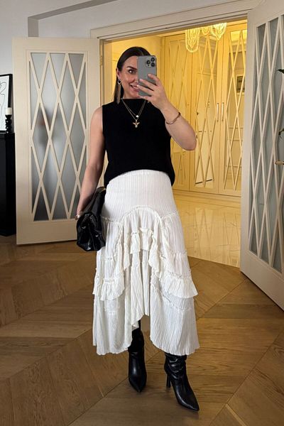 Tuba Butik Ruffled Asymmetrical Midi Skirt