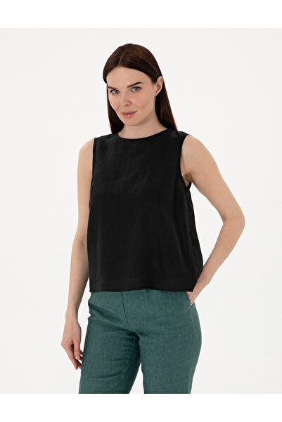 Pierre Cardin Μαύρη Λινή Μπλούζα Κανονικής Εφαρμογής 50309346-VR046