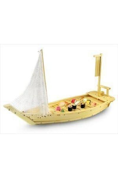 yuandong Wooden Sushi Presentation Gondola 75 Cm, Japanese Sashimi Presentation Plate, Wooden Boat with Presentation Net