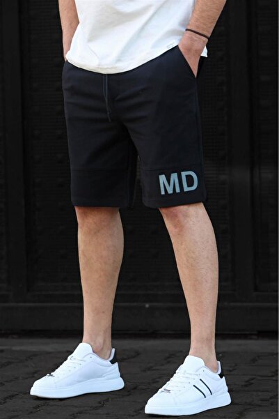 Madmext Black Printed Men's Bermuda Shorts 5493