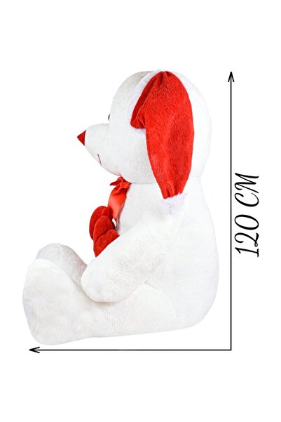 Özgüner Oyuncak 120 Cm Noel Şapkalı Üç Kalpli Pelüş Ayıcık Yeni Yıl ,yılbaşı Hediyesi