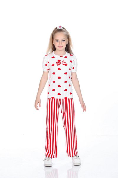 Kamex Heart and Line Milan Fabric Girl's Suit Red
