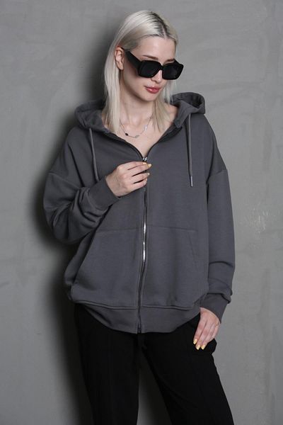 Madmext Smoked Hooded Basic Sweatshirt MG1900
