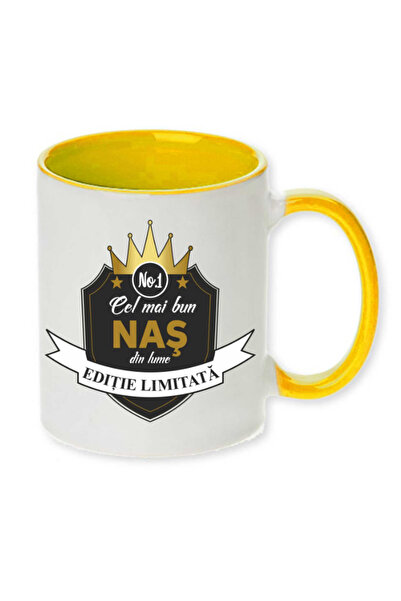 OEM Cană personalizată cu mâner galben „Cel mai bun nas”, Inovatix®. 330ml