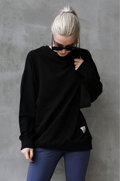 Madmext Hanorac negru Basic Oversize pentru damă Mg1686