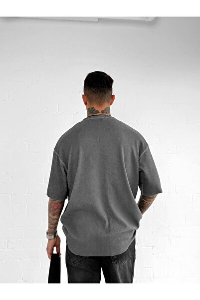 ablukaonline Ανδρικό πλενόμενο ριχτάρι Oversize T-Shirt Μαύρο