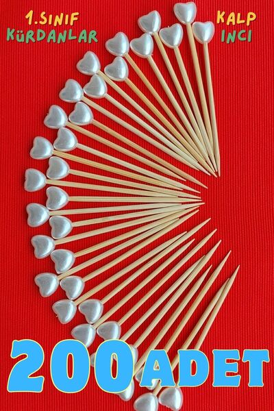 Armashine 200 Adet Kalp Incili Kokteyl Kürdanı - Nişan Söz Kalpli Inci Lüks K...