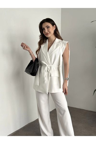 VOLT CLOTHİNG Kadın İp Bağlamalı Yelekli Takım