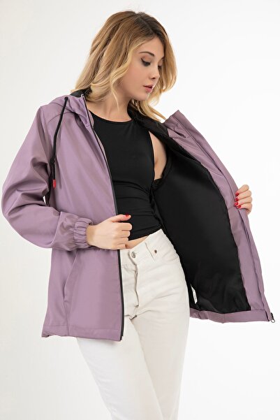 Riverstorm Γυναικείο αδιάβροχο με κουκούλα δαμάσκηνο και ανθεκτικό στον αέρα με επένδυση με τσέπες - Windbreaker