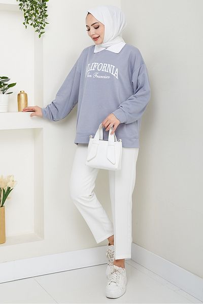Bestenur California Printed Sweat 1426 - Γκρι