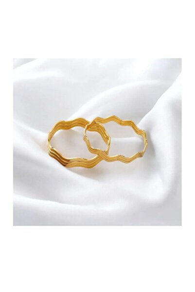 TASARIM13 Stainless steel Çelik 3lü Gold Zikzak Ajda Bilezik